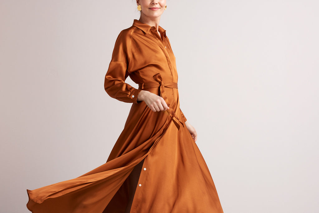 BLANCA maxi shirt dress in bronze