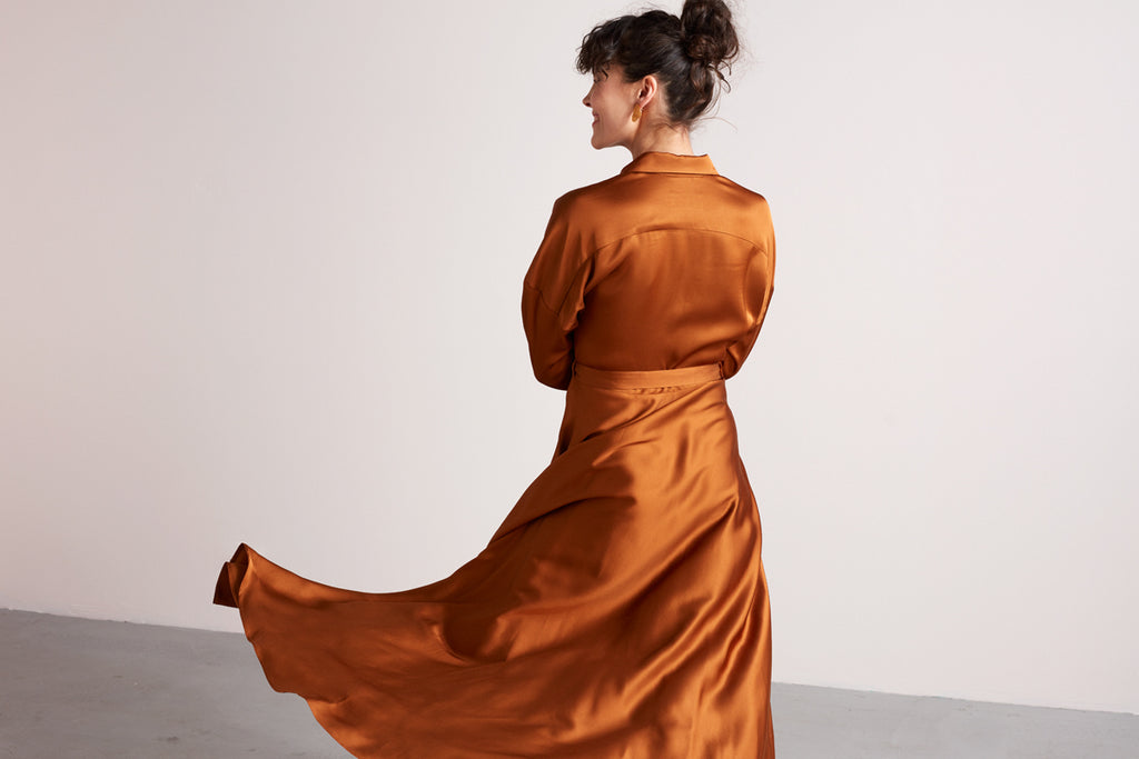 BLANCA maxi shirt dress in bronze