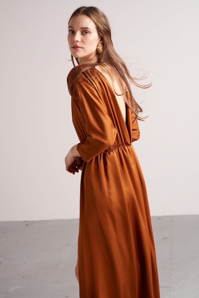 CECILIA oversized kimono sleeve maxi dress in dusty blue