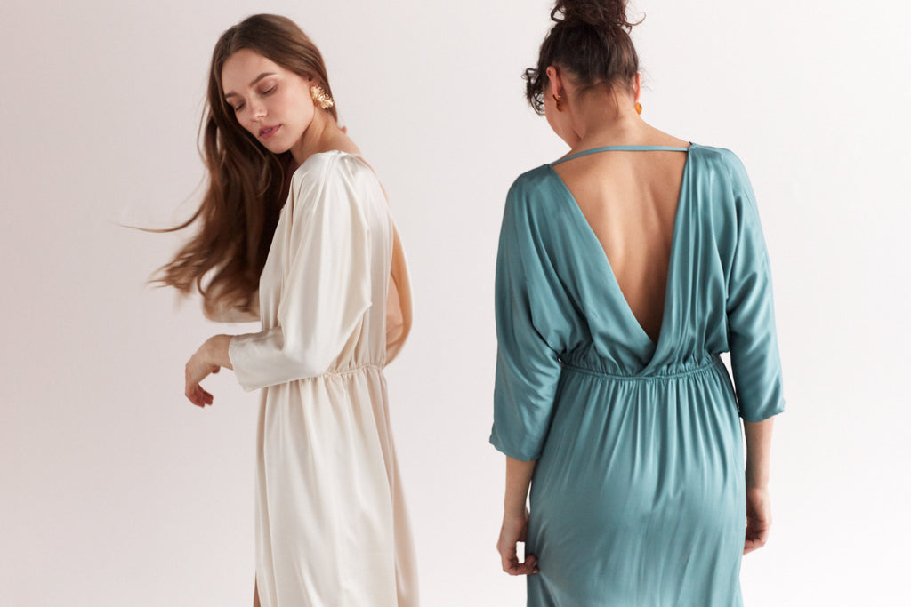 CECILIA oversized kimono sleeve maxi dress in dusty blue