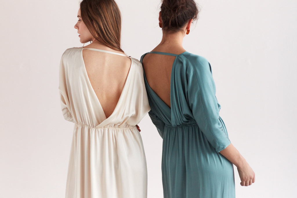 CECILIA oversized kimono sleeve maxi dress in dusty blue
