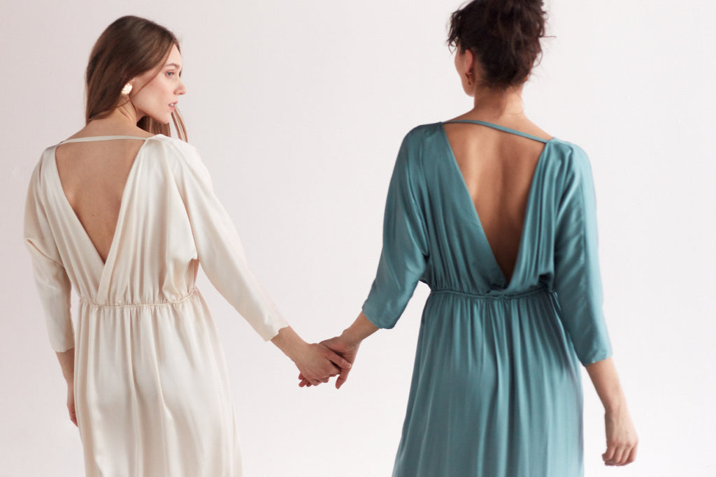 CECILIA oversized kimono sleeve maxi dress in light cream