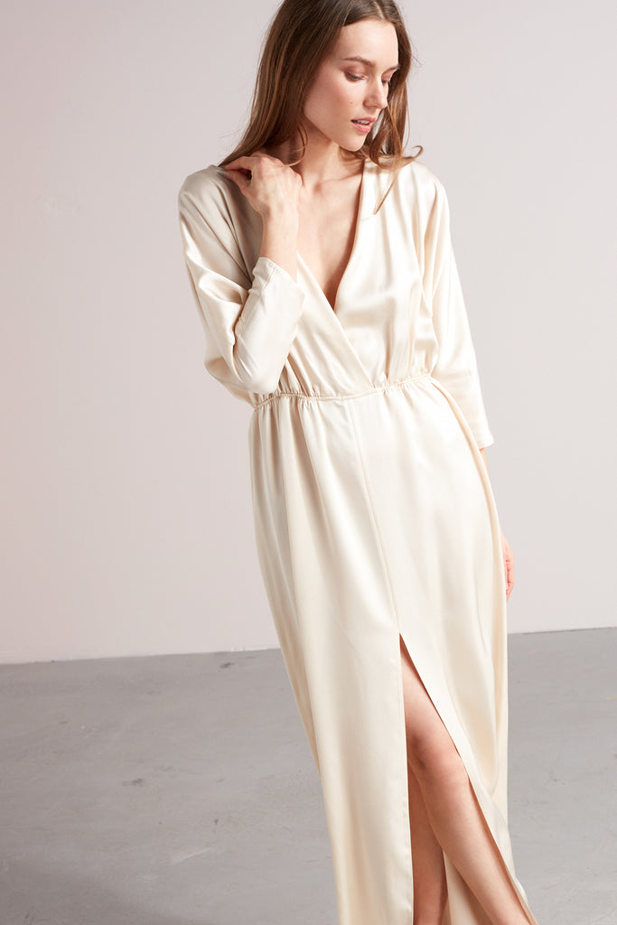 CECILIA oversized kimono sleeve maxi dress in dusty blue