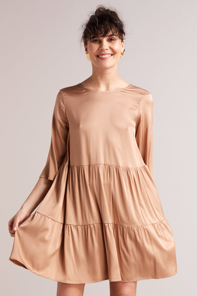 LOLITA linen baby doll mini dress in lemon yellow