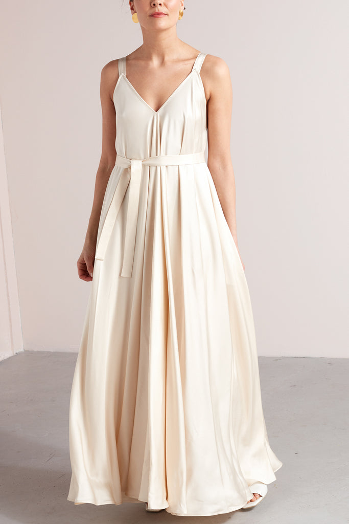 MALIA fluttering maxi dress in bronze