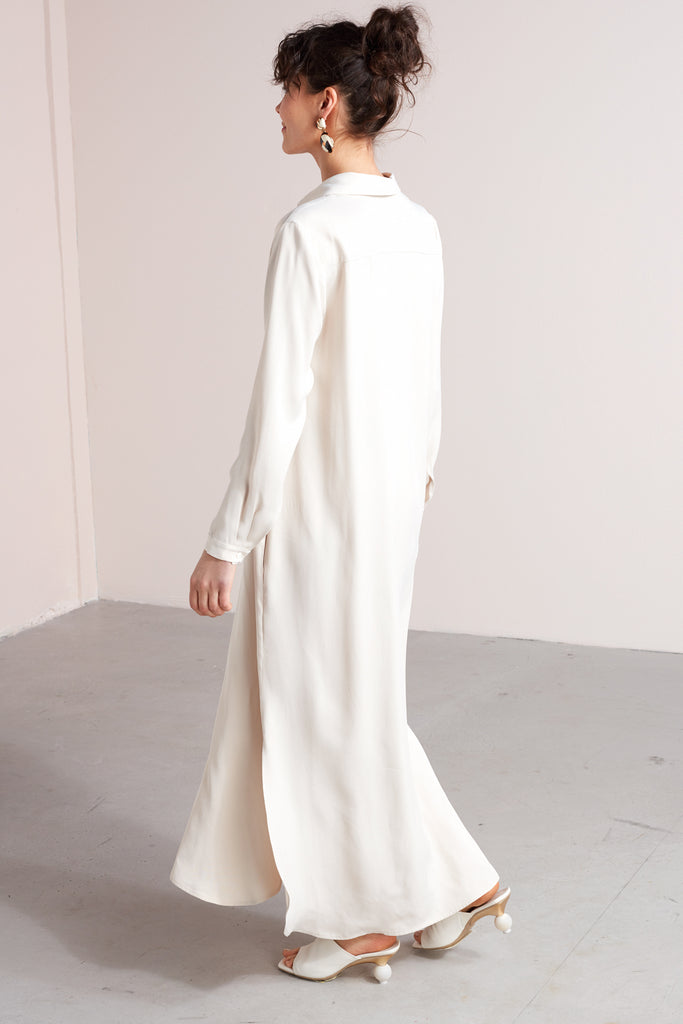 ZUMA A silhouette midi shirt dress in pearl white 1