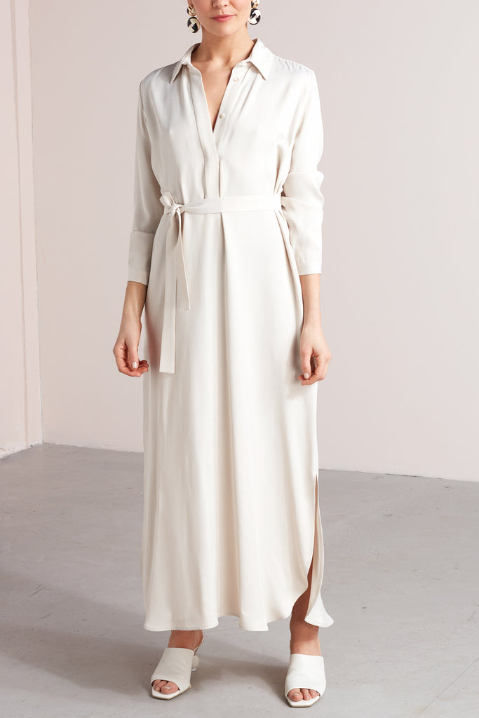 ZUMA A silhouette midi shirt dress in pearl white 1