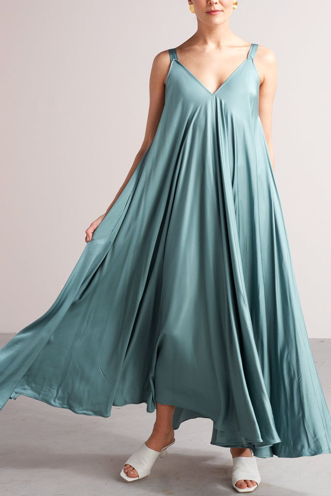 MALIA fluttering maxi dress dress in dusty blue