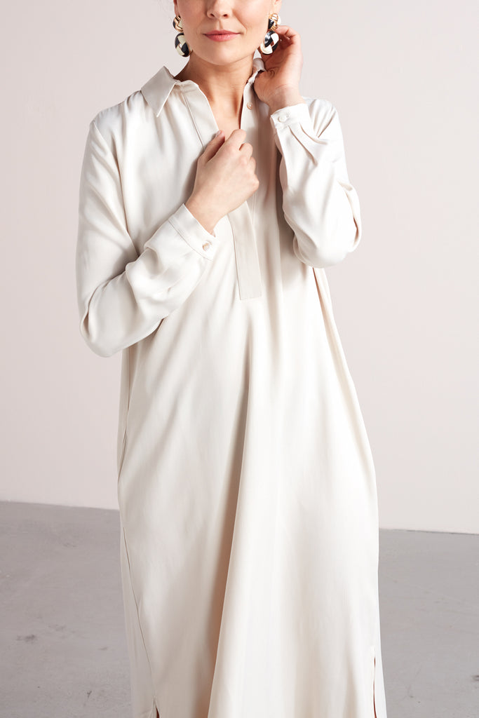 ZUMA A silhouette midi shirt dress in pearl white 1